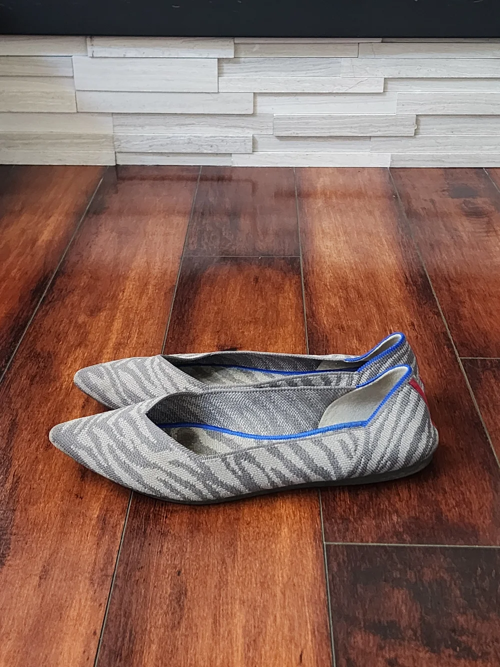 Rothy’s The Point Gray Patterned Knit Pointed Toe Flats W10.5